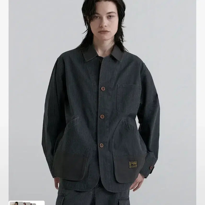 [BUNJANG] Macwoodgun Hunter 5511 Pigment Ripstop Oversized Dark Gray Jacket L / 맥우드건 헌터 5511 피그먼트 립스탑 오버핏 다크그레이 재킷 L