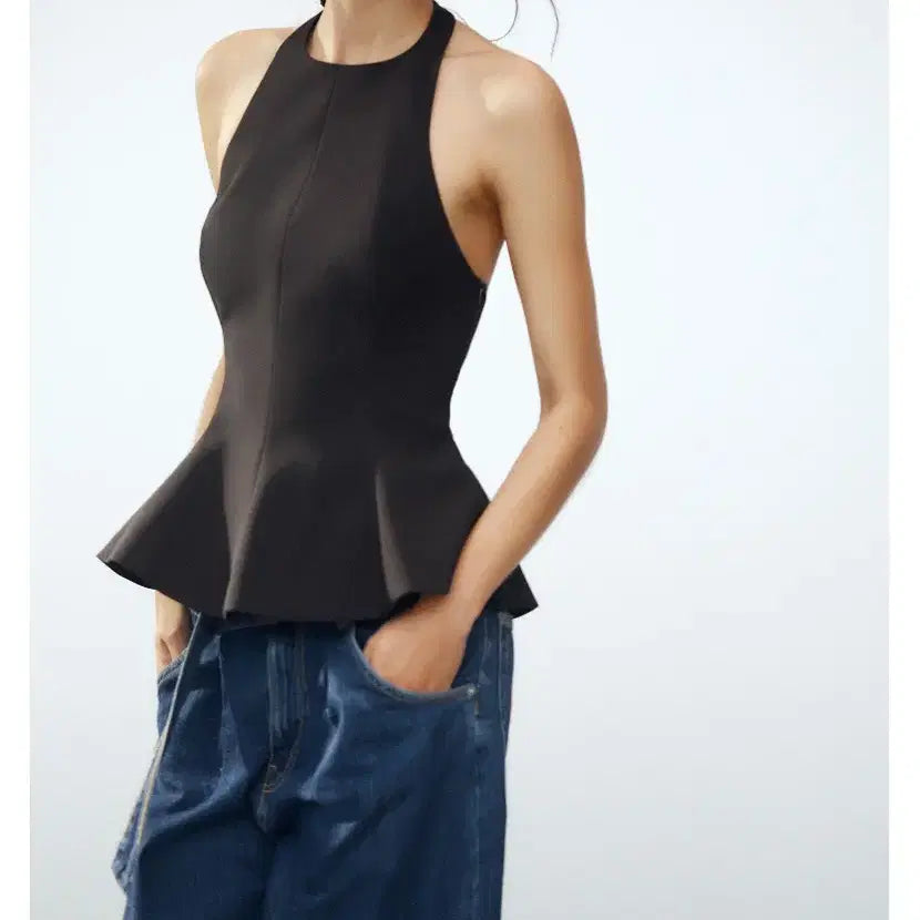 [BUNJANG] ZARA Halterneck Sleeveless Top / (새상품) 자라 zara 스판 홀터넥 나시 슬리브리스