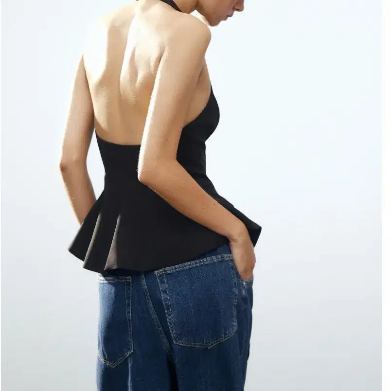 [BUNJANG] ZARA Halterneck Sleeveless Top / (새상품) 자라 zara 스판 홀터넥 나시 슬리브리스