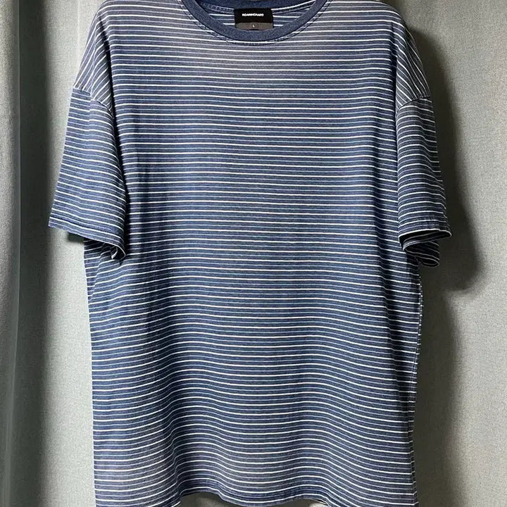 [SOLD OUT] [L] 로어링라드 워시드 인디고 스트라이프 티셔츠 블루