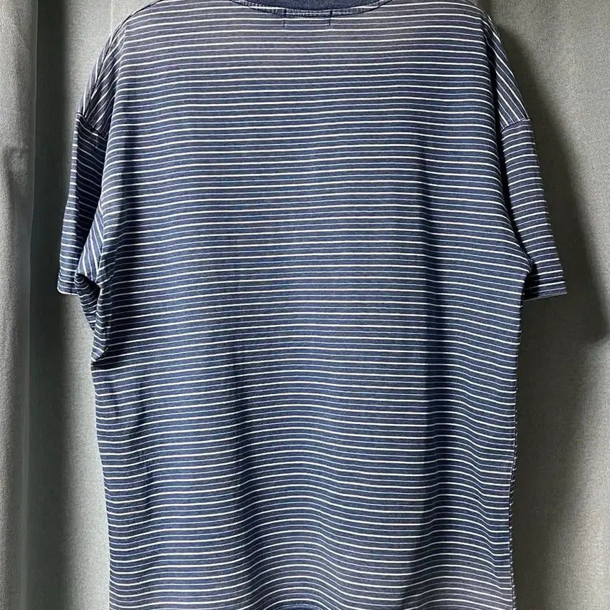 [SOLD OUT] [L] 로어링라드 워시드 인디고 스트라이프 티셔츠 블루