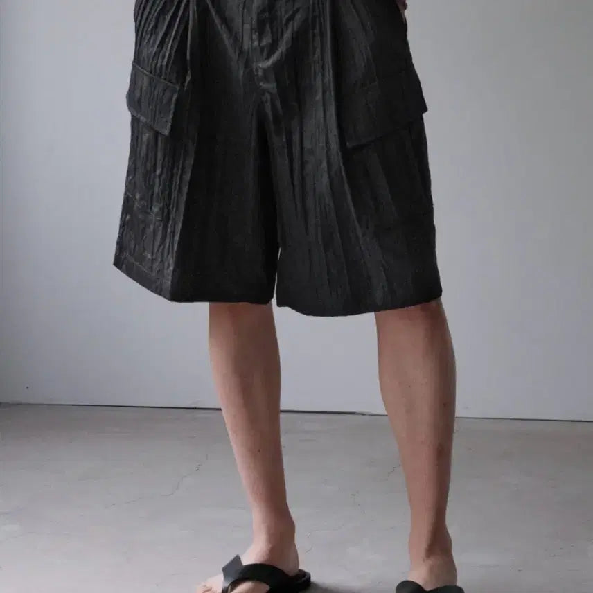 [BUNJANG] Minav Wide Cargo Bermuda Utility Pants [Black] L Size / 미나브 와이드 카고 버뮤다 유틸팬츠 [블랙] L사이즈