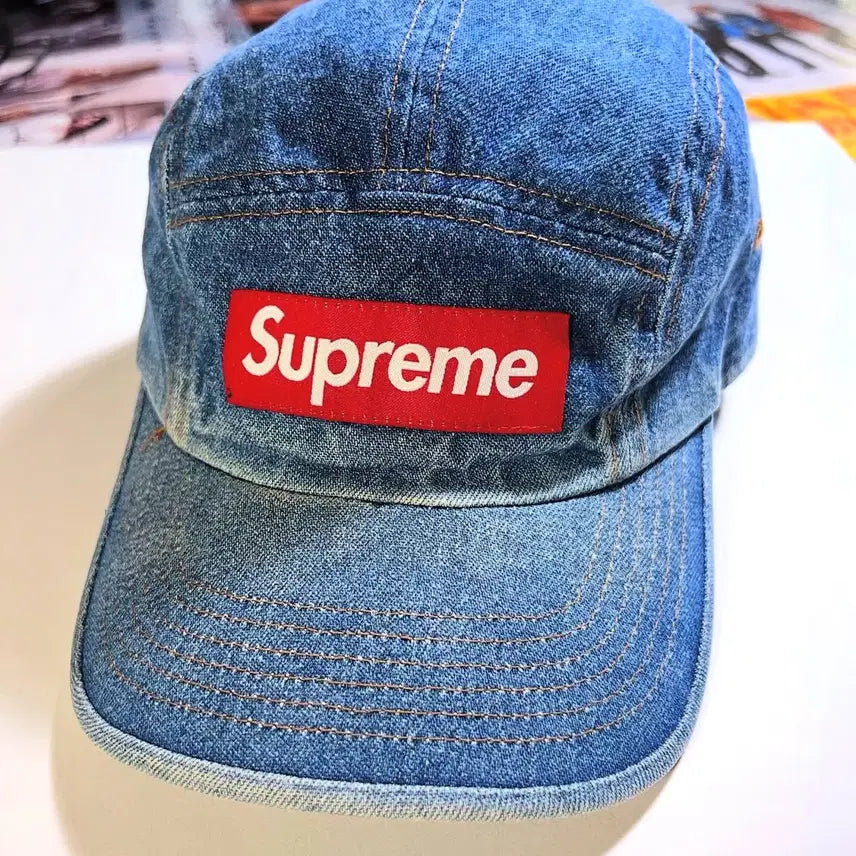 [BUNJANG] Supreme Washed Chino Twill Camp Cap / 슈프림 데님캡 22FW 시즌 워시드 치노 트윌 캠프캡