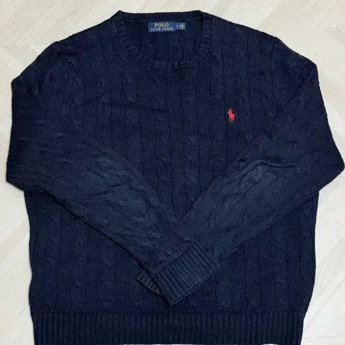 [BUNJANG] Polo Ralph Lauren Cable Knit Navy M / 폴로 케이블 니트 네이비 m