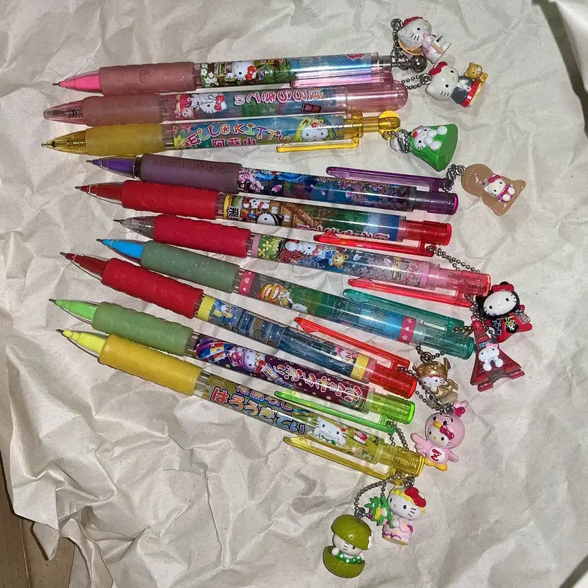 [BUNJANG] Vintage Sanrio Hello Kitty Stationery Bundle (Pens &amp; Pencils) / 일괄)고전키티샤프/볼펜/불상키티/오이타/후지산/키티스트랩/킽스