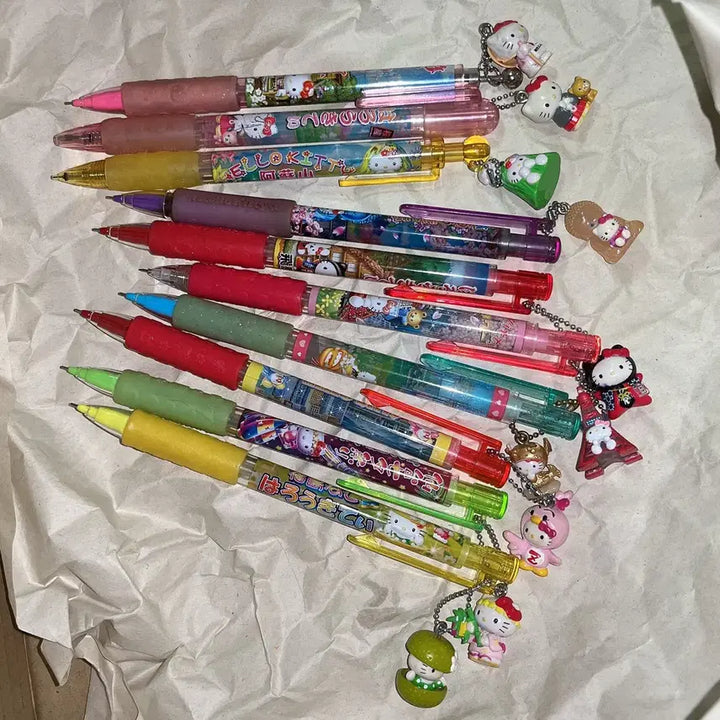 [BUNJANG] Vintage Sanrio Hello Kitty Stationery Bundle (Pens &amp; Pencils) / 일괄)고전키티샤프/볼펜/불상키티/오이타/후지산/키티스트랩/킽스