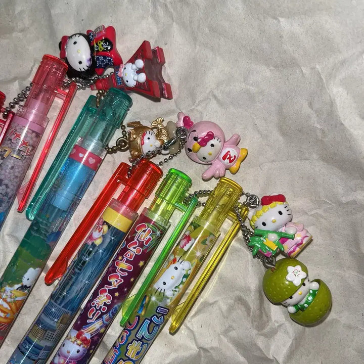 [BUNJANG] Vintage Sanrio Hello Kitty Stationery Bundle (Pens &amp; Pencils) / 일괄)고전키티샤프/볼펜/불상키티/오이타/후지산/키티스트랩/킽스