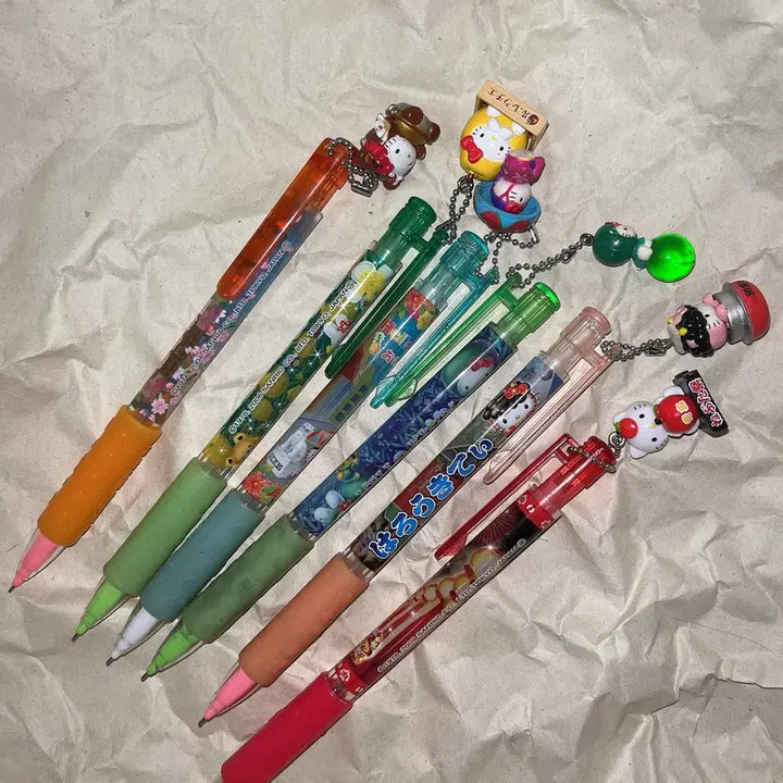 [BUNJANG] Vintage Kitty Mechanical Pencil, Kitty Strap, Marimo, Apple Charm Bundle Set / 일괄)고전키티샤프/키티스트랩/킽스/마리모/사과