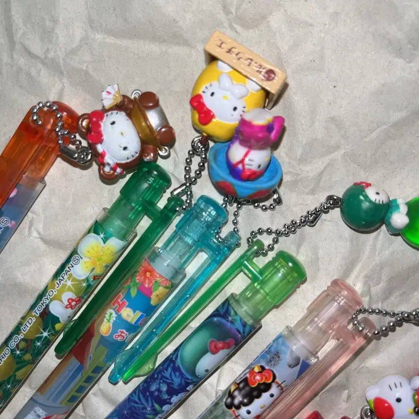 [BUNJANG] Vintage Kitty Mechanical Pencil, Kitty Strap, Marimo, Apple Charm Bundle Set / 일괄)고전키티샤프/키티스트랩/킽스/마리모/사과