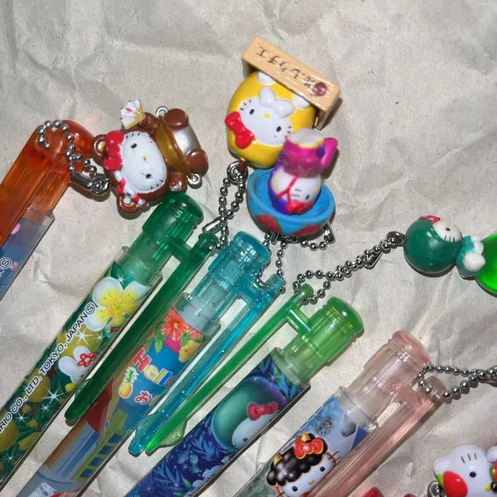[BUNJANG] Vintage Kitty Mechanical Pencil, Kitty Strap, Marimo, Apple Charm Bundle Set / 일괄)고전키티샤프/키티스트랩/킽스/마리모/사과