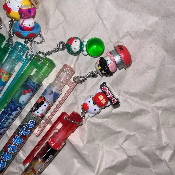[BUNJANG] Vintage Kitty Mechanical Pencil, Kitty Strap, Marimo, Apple Charm Bundle Set / 일괄)고전키티샤프/키티스트랩/킽스/마리모/사과