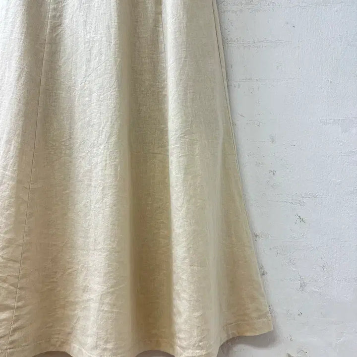 [BUNJANG] Vintage Linen Blend Flare Midi Skirt / 일본빈티지 린넨 혼방 플레어 밴딩 롱 스커트