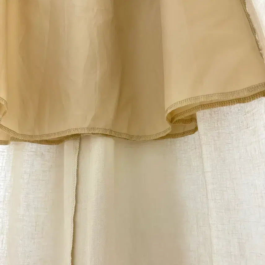 [BUNJANG] Vintage Linen Blend Flare Midi Skirt / 일본빈티지 린넨 혼방 플레어 밴딩 롱 스커트