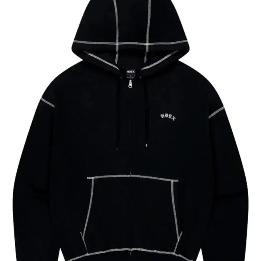 [BUNJANG] HDEX Contrast Stitch Hooded Zip-up / HDEX 블랙 스티치 후드 집업 M