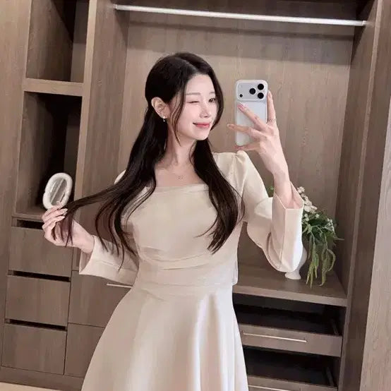 [BUNJANG] Light Me Chiffon Shirring Flare Mini Dress / [새상품]청순쉬폰 셔링 플레어 미니원피스 하객룩 라이트미