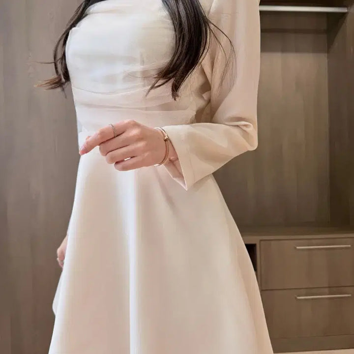 [BUNJANG] Light Me Chiffon Shirring Flare Mini Dress / [새상품]청순쉬폰 셔링 플레어 미니원피스 하객룩 라이트미