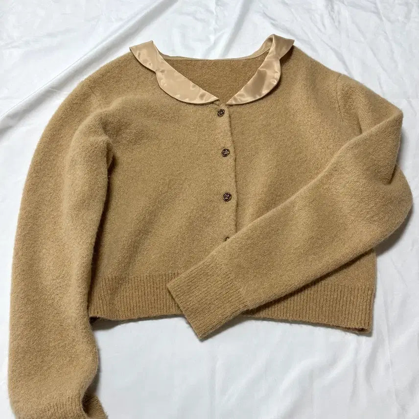 [BUNJANG] Satin Angora Cardigan / 새틴 카라 앙고라 가디건