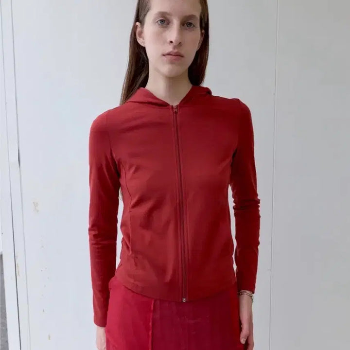 [BUNJANG] Pica Slim Fit Hoodie Zip-up Red / Pica 파이카 슬림핏 후드집업 레드