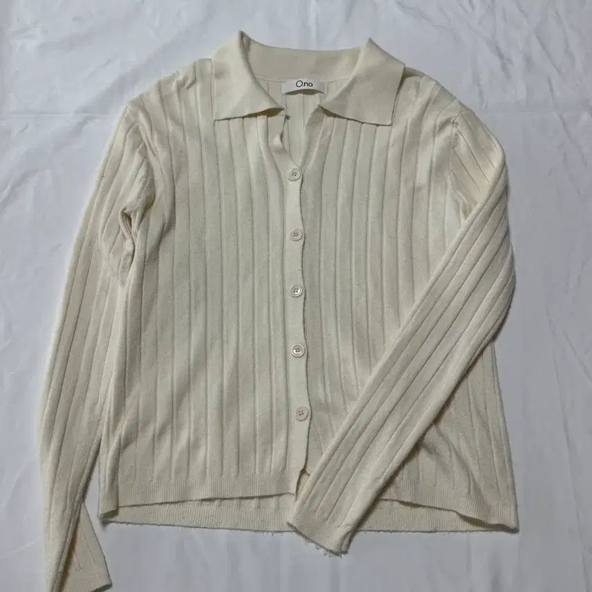 [BUNJANG] Collar Ribbed Knit Cardigan / 카라 골지 니트 가디건