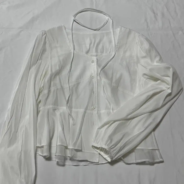 [BUNJANG] Ruffle Chiffon Blouse with Tie Set / 타이set 러플 쉬폰블라우스