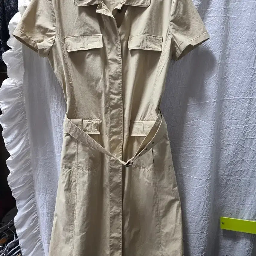 [BUNJANG] System Beige Shirt Dress / 시스템 베이지 반팔 셔츠 원피스