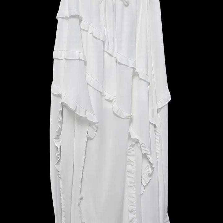 [BUNJANG] White Ruffled Long Skirt / 화이트 캉캉 롱 스커트 프릴 스커트