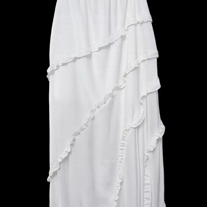 [BUNJANG] White Ruffled Long Skirt / 화이트 캉캉 롱 스커트 프릴 스커트