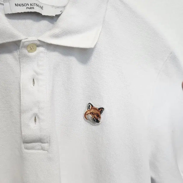 [BUNJANG] Maison Kitsune Fox Patch White Polo Shirt / 메종키츠네 폭스 반팔 폴로티 화이트