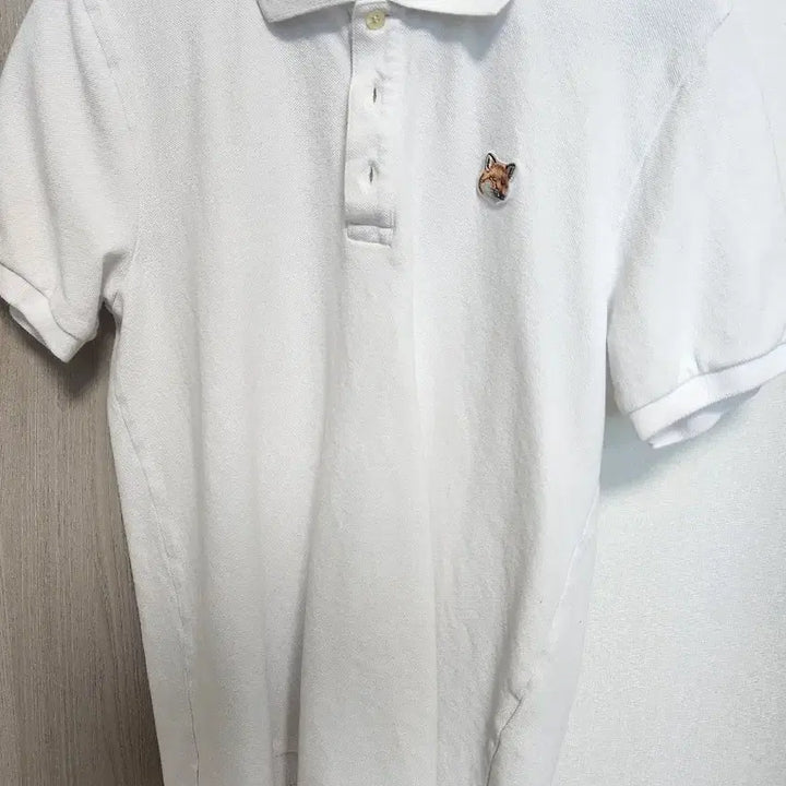 [BUNJANG] Maison Kitsune Fox Patch White Polo Shirt / 메종키츠네 폭스 반팔 폴로티 화이트