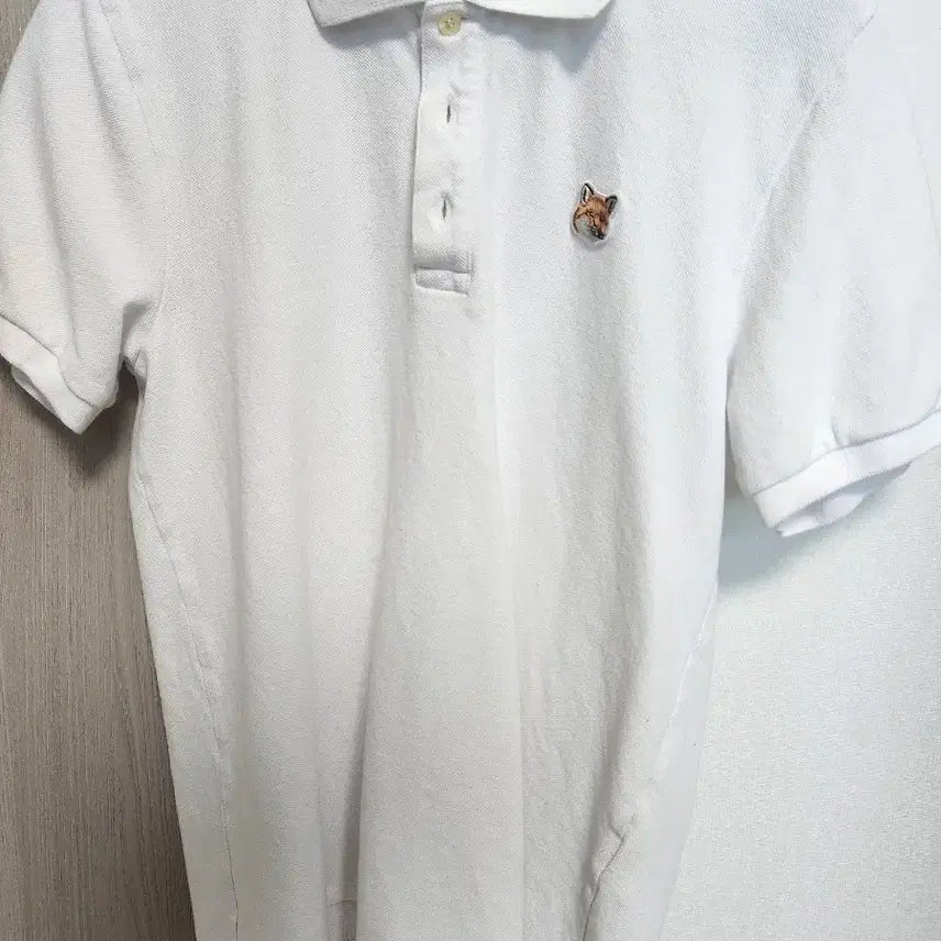[BUNJANG] Maison Kitsune Fox Patch White Polo Shirt / 메종키츠네 폭스 반팔 폴로티 화이트