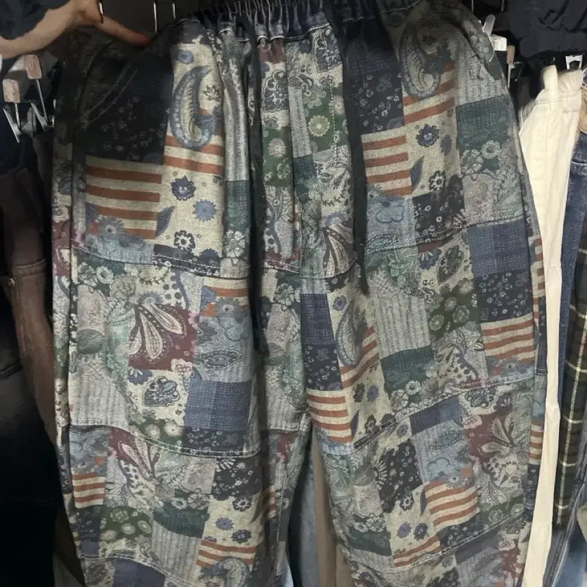[BUNJANG] Patchwork Pattern Banding Pants / 패치워크 패턴 밴딩 바지 (새상품