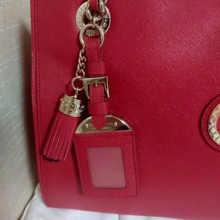 [BUNJANG] Metrocity Red Chain Shoulder Bag with Charm / 메트로시티 레드 체인 숄더백 +참장식