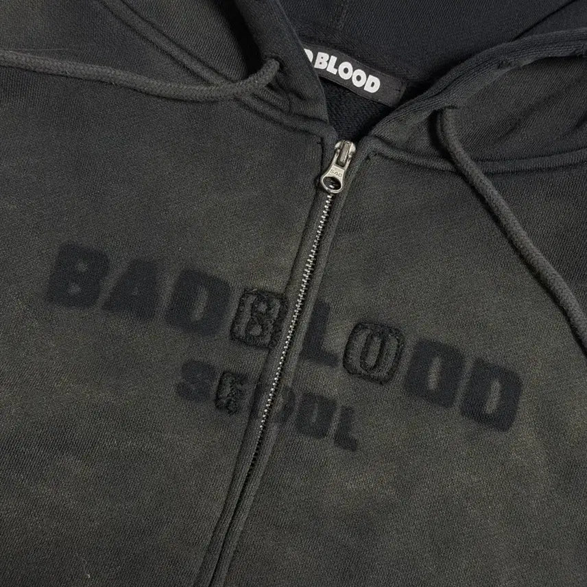 [BUNJANG] BADBLOOD Faded Hoodie Zip-up Black / BADBLOOD 선 페이디드 후드집업 블랙