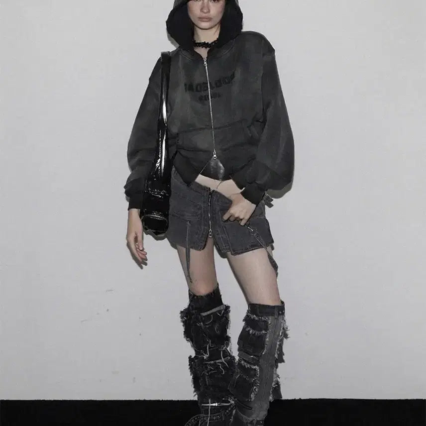 [BUNJANG] BADBLOOD Faded Hoodie Zip-up Black / BADBLOOD 선 페이디드 후드집업 블랙