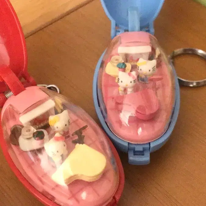 [BUNJANG] Sanrio Classic Kitty Piano Player Keyring Figure Set / 초레어! 일본 고전 키티 키링 피규어 똥사이즈 가족 초미니 초소형 인형