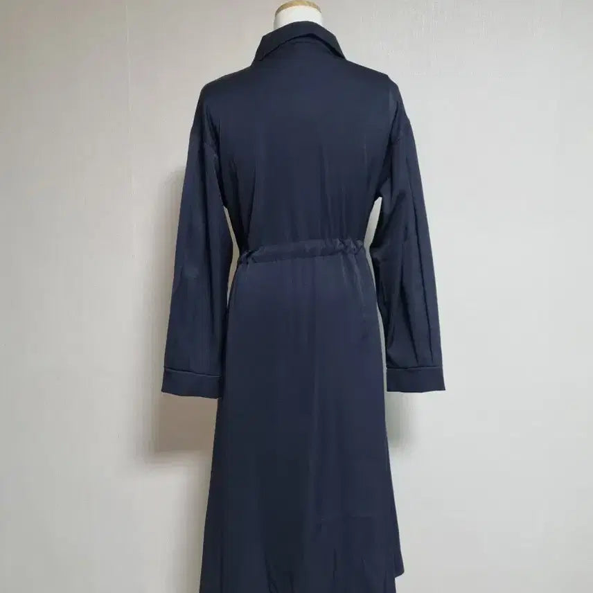 [BUNJANG] Navy Shirt-style Long Dress / 네이비 셔츠형 롱 원피스(새상품)