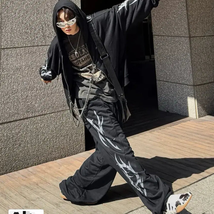 [BUNJANG] Not4nerd Dagger Tribal Logo Hooded Zip-Up &amp; Sweatpants Set / (새상품) 낫포너드 후드집업