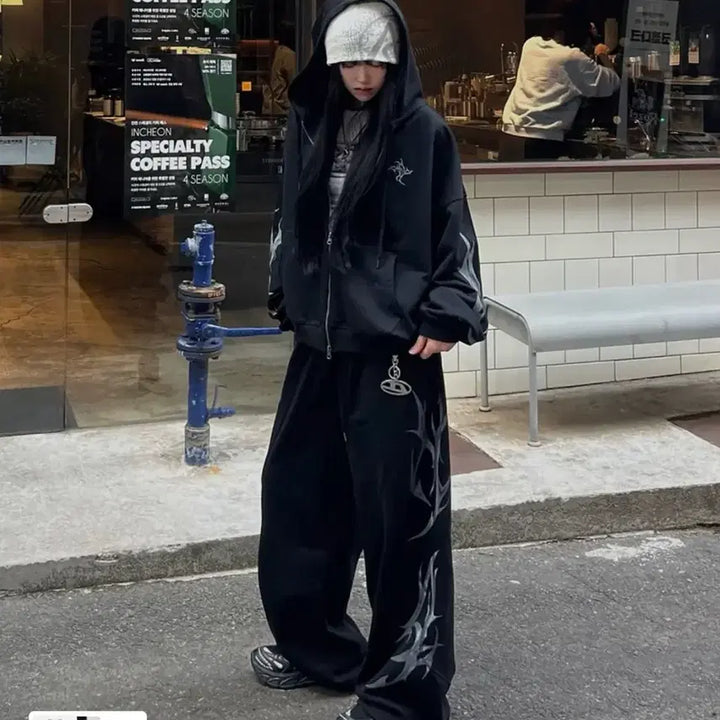 [BUNJANG] Not4nerd Dagger Tribal Logo Hooded Zip-Up &amp; Sweatpants Set / (새상품) 낫포너드 후드집업