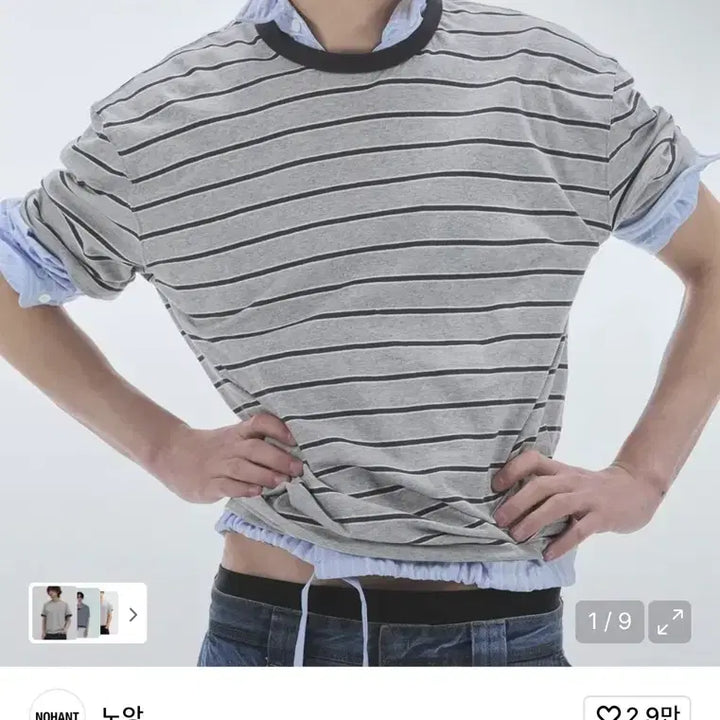 [BUNJANG] Nohant Stripe Basic Short Sleeve T-shirt / 노앙 Stripe Basic Short Sleeve T-shirt