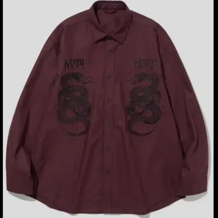 [BUNJANG] Not4nerd Snake Embroidered Shirt Burgundy (XL) / 낫포너드 스네이크 셔츠 버건디(XL)