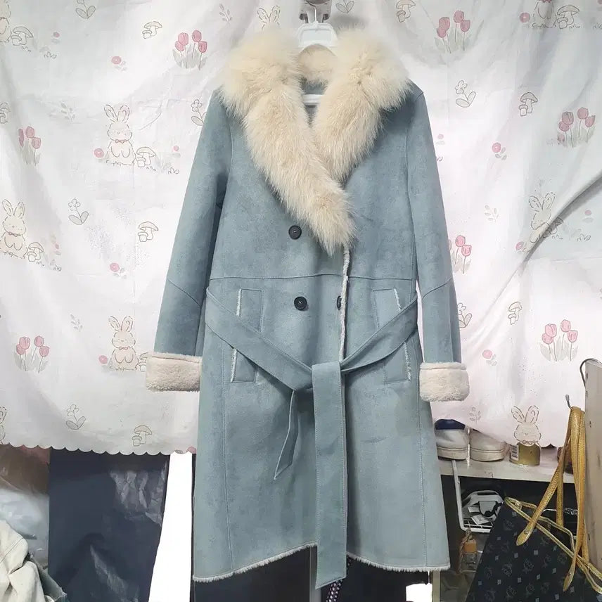 [BUNJANG] Olive Des Olive Faux Fur Belted Coat / 올리브데올리브   폭스퍼    인조가죽 무스탕 벨티드  코트
