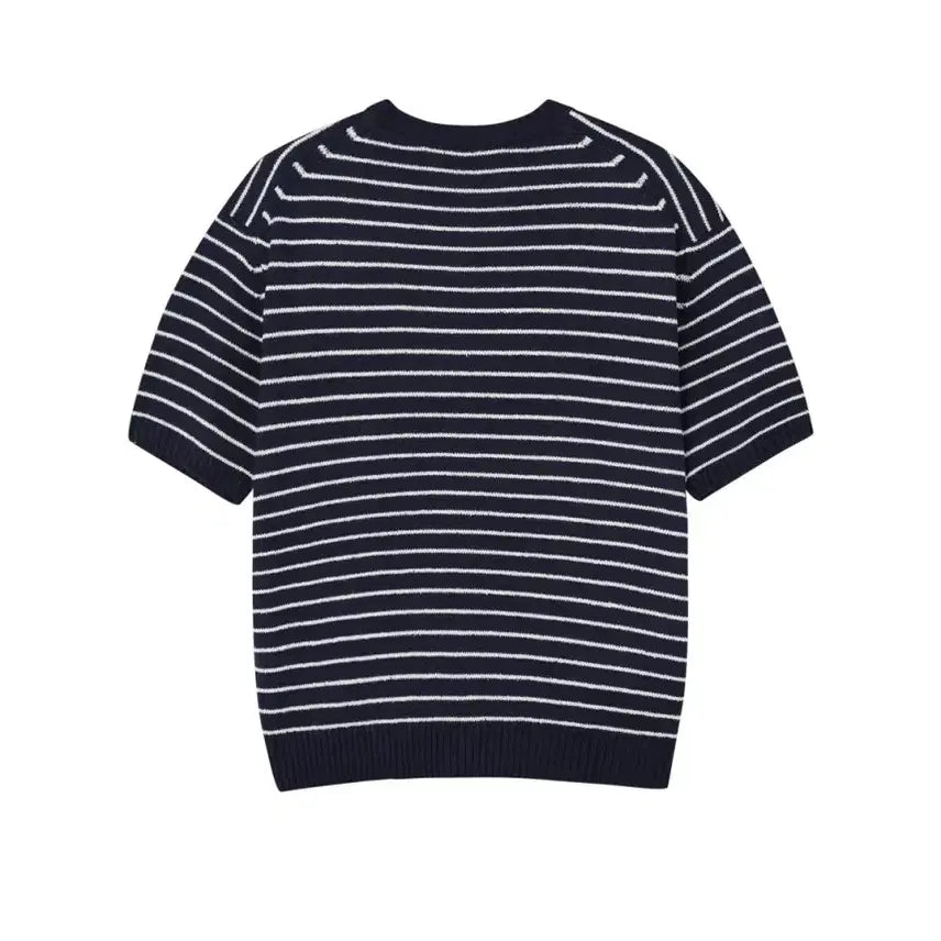[BUNJANG] LOGAN Striped V-Neck Knit Shirt / LOGAN 에이더 단가라 브이넥 반팔니트