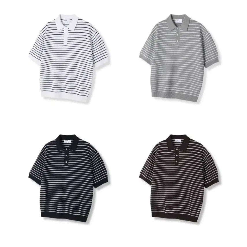 [BUNJANG] LOGAN Striped Collar Knit Shirt / LOGAN 컬러 스트라이프 카라반팔니트