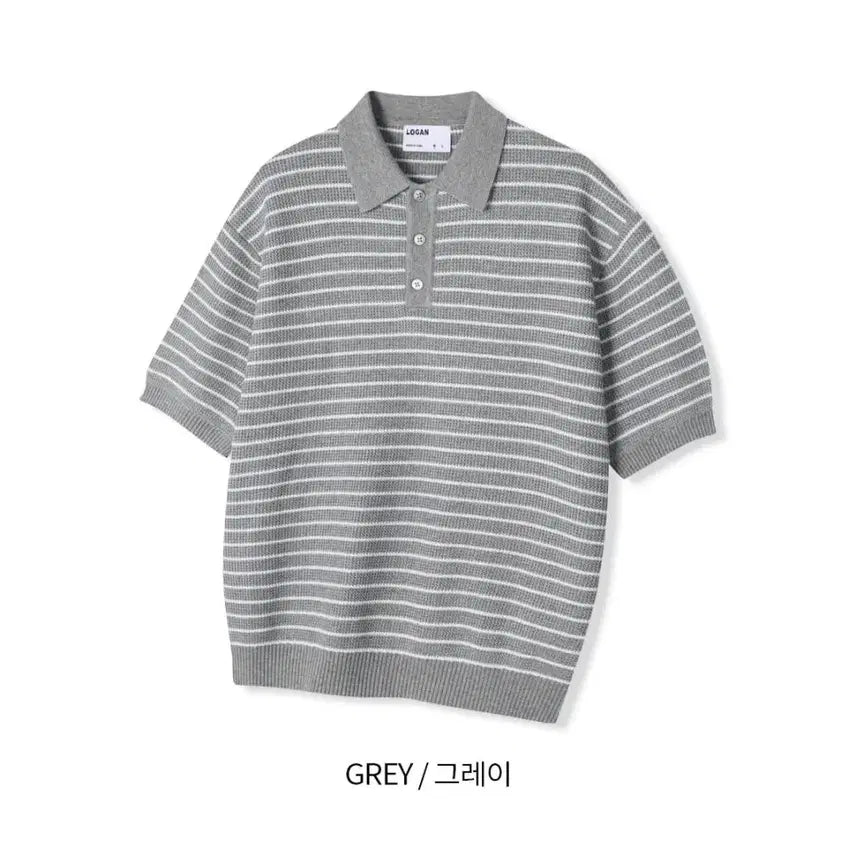 [BUNJANG] LOGAN Striped Collar Knit Shirt / LOGAN 컬러 스트라이프 카라반팔니트