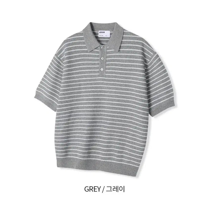 [BUNJANG] LOGAN Striped Collar Knit Shirt / LOGAN 컬러 스트라이프 카라반팔니트