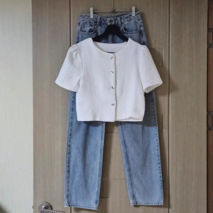 [SOLD OUT] 화이트 크롭 반팔 자켓  S