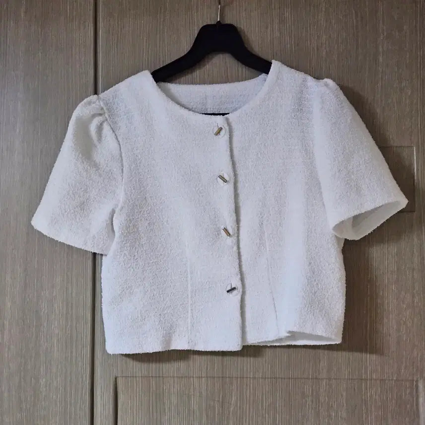[SOLD OUT] 화이트 크롭 반팔 자켓  S