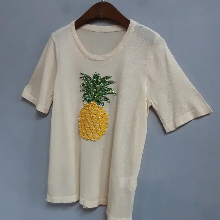 [SOLD OUT] 온앤온 파인애플 비즈 반팔 니트 55