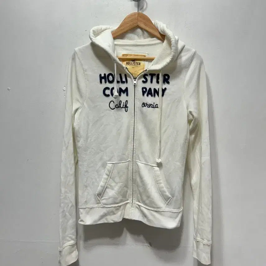 [SOLD OUT] 홀리스터 여성 집업 자켓 화이트 후드집업 L
