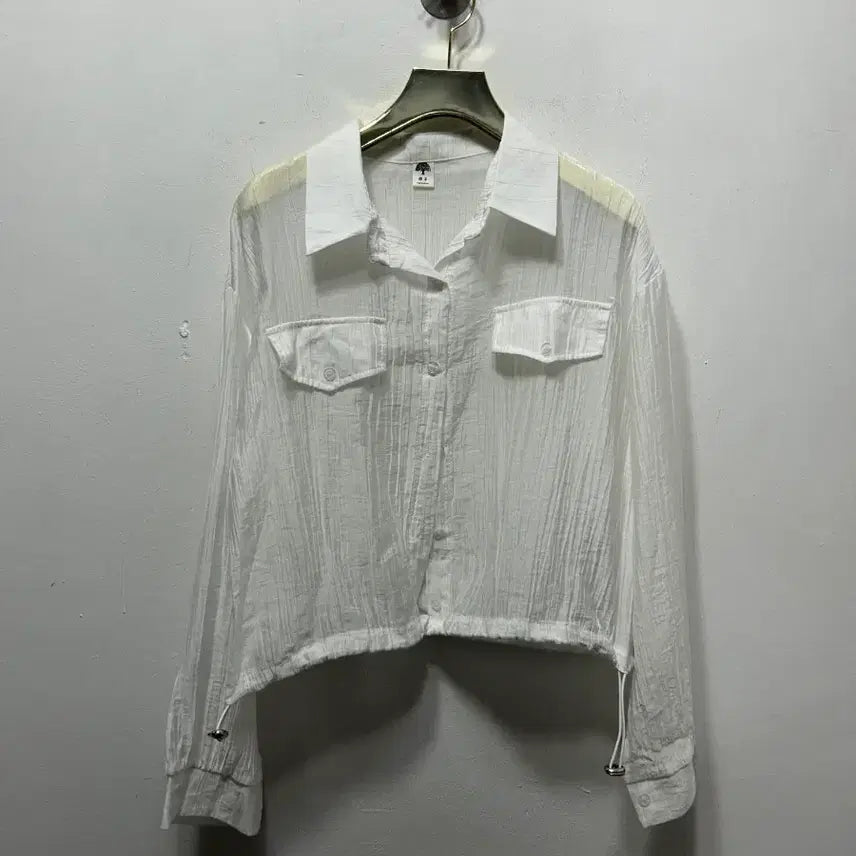 [BUNJANG] White Crop Shirt Blouse / 화이트 크롭 셔츠 블라우스 F